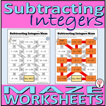 Preview of Subtracting Integers Maze Worksheets (4)