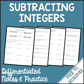 Preview of Subtracting Integers Notes and Practice