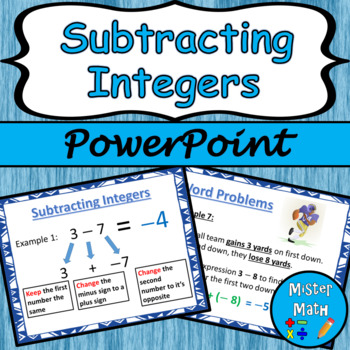 Preview of Subtracting Integers PowerPoint Lesson