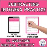 Subtracting Integers Practice Digital Self-Grading Google 