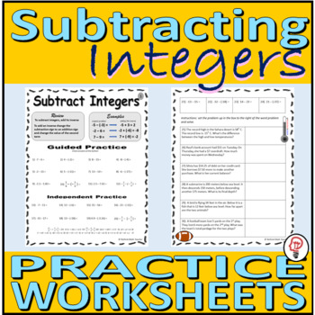 Preview of Subtracting Integers Practice Worksheets