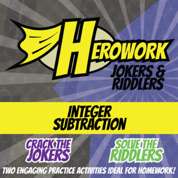 Preview of Subtracting Integers Printable Activities - Herowork Worksheets