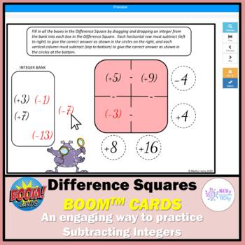 Preview of Subtracting Integers Puzzles BOOM Cards - Rational Numbers Distance Learning