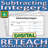 Subtracting Integers - Reteach Worksheets - Digital Resources