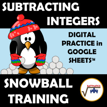 Preview of Subtracting Integers SELF CHECKING DIGITAL PRACTICE SNOWBALL TRAINING