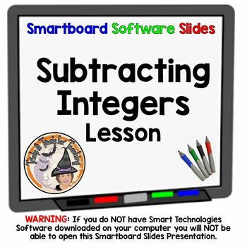 Preview of Subtracting Integers Smartboard Slides Lesson Modeling Counters Number Lines