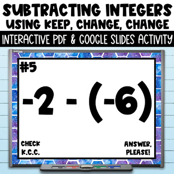 Preview of Subtract Integers with Keep Change Change - Interactive Guided Practice Activity