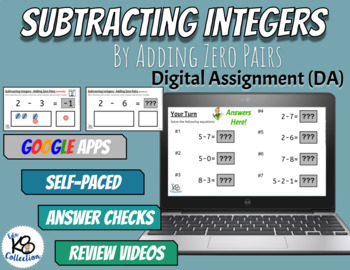 Preview of Subtracting Integers by Adding Zero Pairs - Digital Lesson