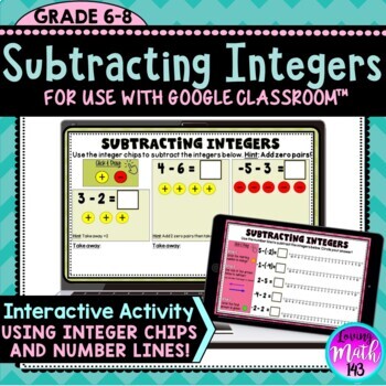 Preview of Subtracting Integers using Integer Chips and Number Lines DIGITAL Activity