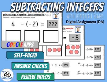 Preview of Subtracting Integers with Different Signs - Digital Assignment