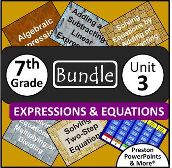 Preview of (7th) Expressions and Equations {Bundle} in a PowerPoint Presentation