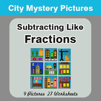 Subtracting Like Fractions - Color-By-Number Math Mystery Pictures