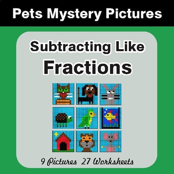 Subtracting Like Fractions - Color-By-Number Math Mystery Pictures