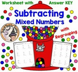Subtracting Mixed Numbers Fractions with Regrouping Worksh