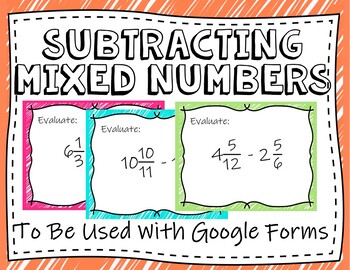 Preview of Subtracting Mixed Numbers - (Google Forms and Distant Learning)