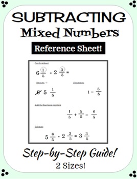 Preview of Subtracting Mixed Numbers Reference Sheet