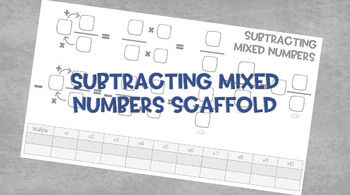 Preview of Subtracting Mixed Numbers Scaffold