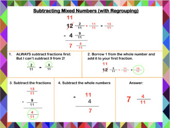 Preview of Subtracting Mixed Numbers with Regrouping