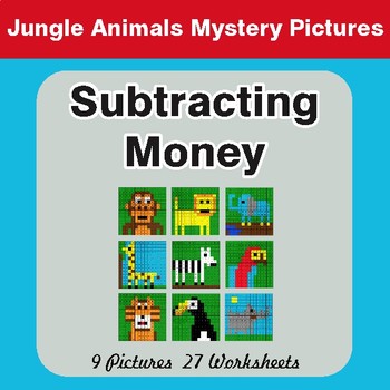 Subtracting Money - Color-By-Number Math Mystery Pictures