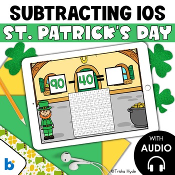 Preview of Subtracting Multiples of Ten | St. Patrick's Day | Boom Cards