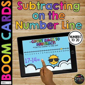 Preview of Subtracting Numbers on the Number Line to 20 BOOM CARDS™ Digital Learning Game