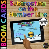 Subtracting Numbers on the Number Line to 20 BOOM CARDS™ D