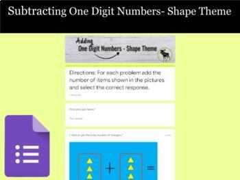 Preview of Subtracting One Digit Numbers - Shape Theme - Google  Form (Distance Learning)