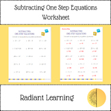 Subtracting One Step Equations Worksheet