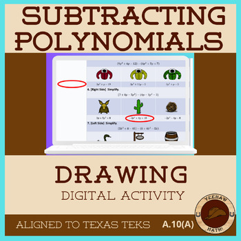 Preview of Subtracting Polynomials Digital Activity(Google Slides) Draw a Cowboy!