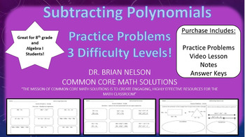 Preview of Subtracting Polynomials (Practice Problems Crafted for Every Learner)