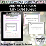 Subtracting Polynomials Printable & Digital Task Cards Bun