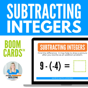 Preview of Subtracting Integers Boom Cards™ Digital Activity