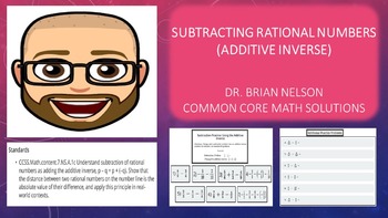 Preview of Subtracting Rational Numbers (Additive Inverse)