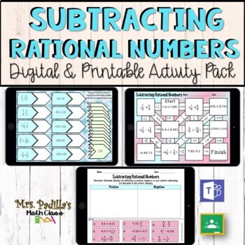 Preview of Subtracting Rational Numbers Digital Activity Pack 
