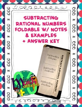 Preview of Subtracting Rational Numbers Foldable (Guided Notes + Examples)