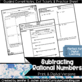 Subtracting Rational Numbers Guided Cornell Notes AVID