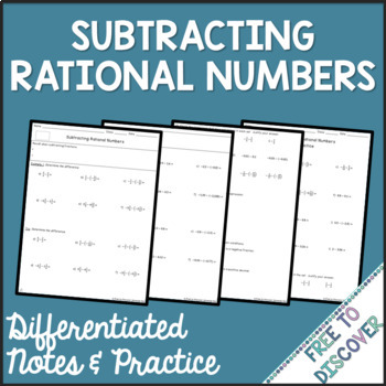 Preview of Subtracting Rational Numbers Notes and Practice