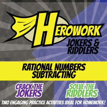 Preview of Subtracting Rational Numbers Printable Activities - Herowork Worksheets