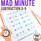 Mad Minute Subtraction Facts to 20, Math Fluency Assessments