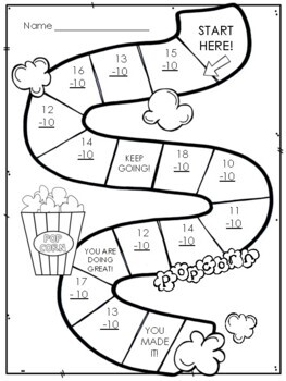 Subtracting Ten. Subtraction Fluency Program. Math Fact Worksheets.