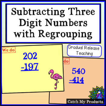 Preview of Subtracting Three Digit Numbers with Regrouping for PROMETHEAN Board