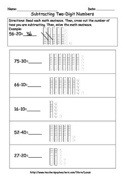 Preview of Subtracting Two-Digit Numbers with Models