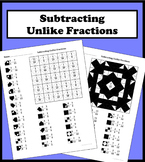 Subtracting Unlike Fractions Color Worksheet