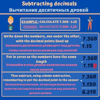 Preview of Subtracting decimals (English/Russian)