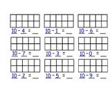 Subtracting from 10 with Ten Frames 
