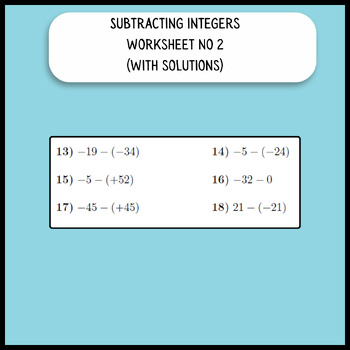 lesson 2 homework practice subtract integers