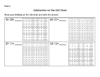 Subtracting Tens On A Hundred Chart Worksheet