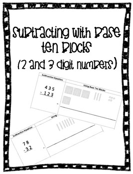Preview of Subtracting with Base Ten Blocks (2 digit and 3 digit #'s)