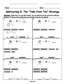 Preview of Take from Ten Subtraction with Number Bonds (to support mastery of Common Core)