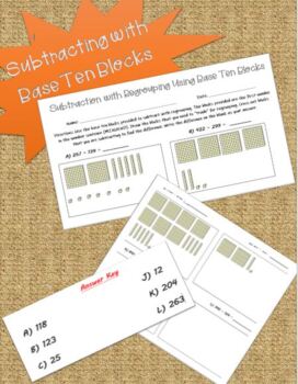 Preview of Subtracting with Regrouping using Base Ten Blocks